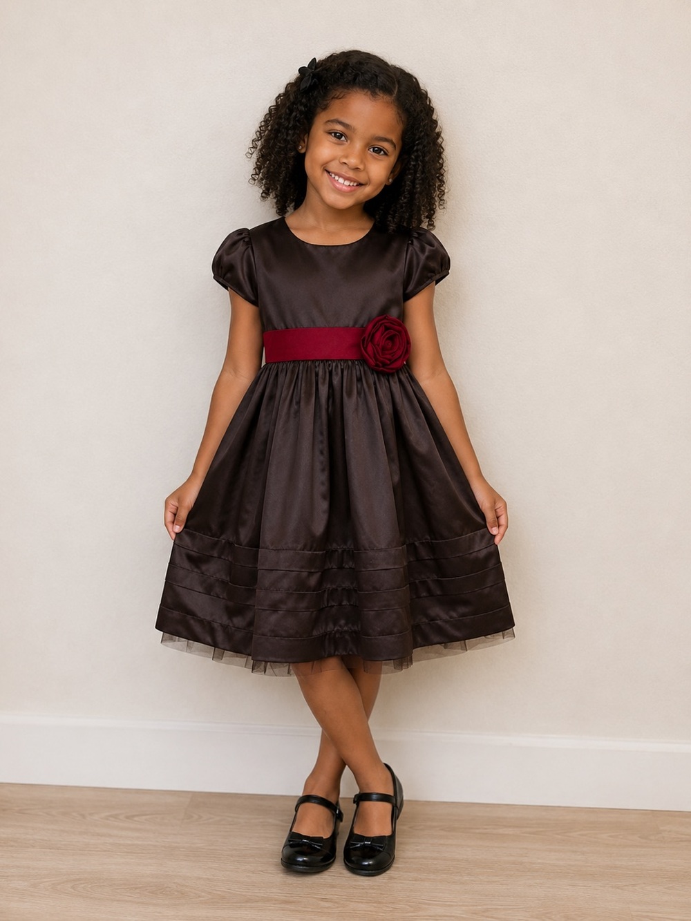 Gymboree Holiday Traditions Chocolate Brown Satin Party Dress 6